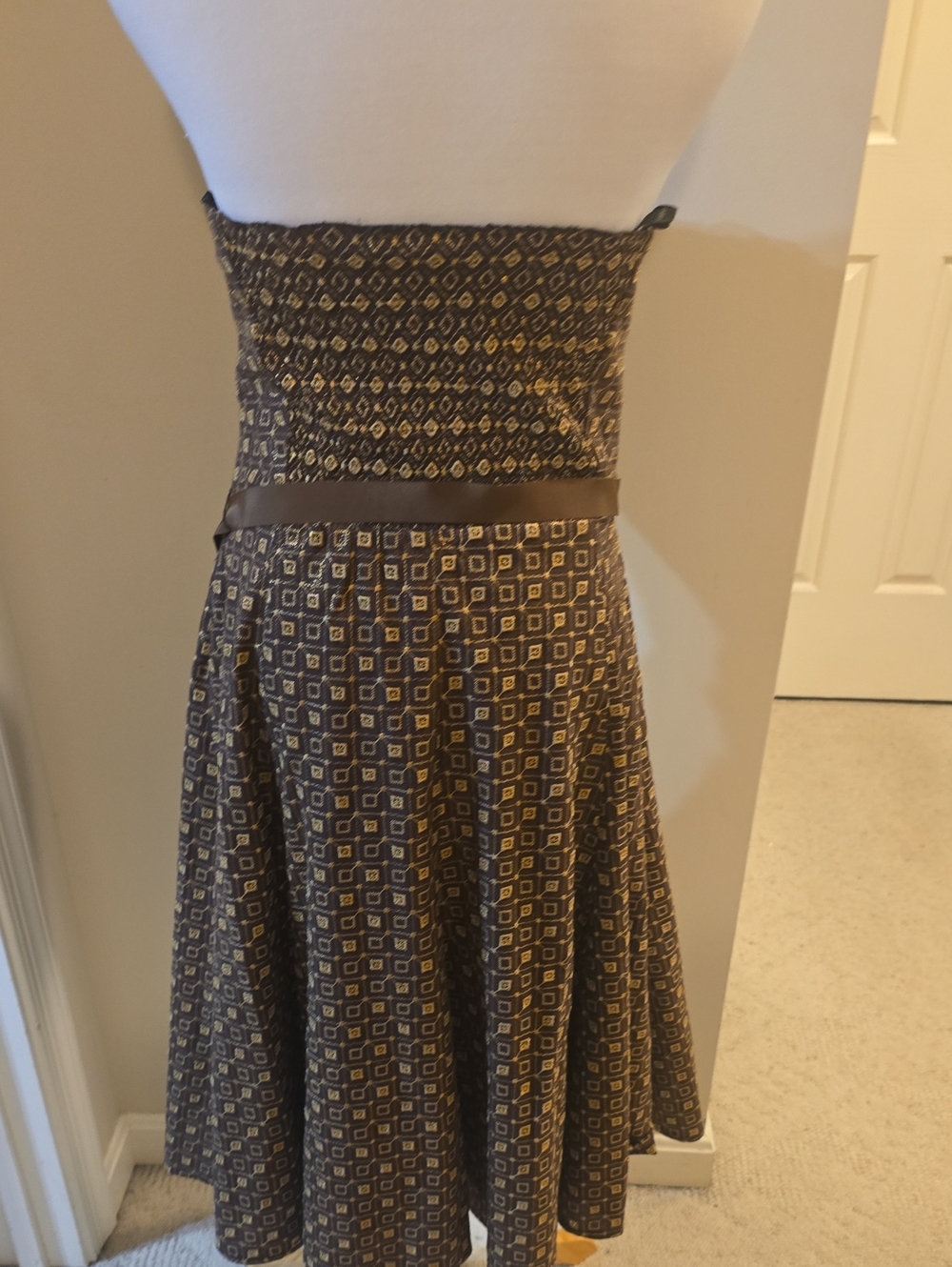 BCBGMaxAzria Chocolate Brown Satin Strap Dress - Picture 2 of 8